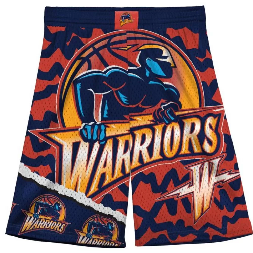 Apparel Mitchell & Ness Big Kids-Big Face Jumbotron Mesh Shorts Golden State Warriors