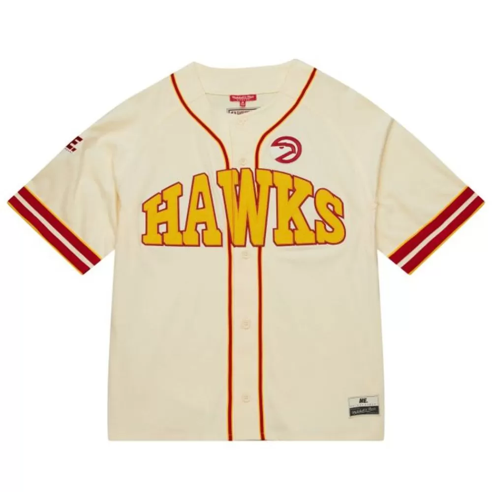 Apparel Mitchell & Ness T-Shirts & Tops-M&N X Melody Ehsani Baseball Jersey Atlanta Hawks