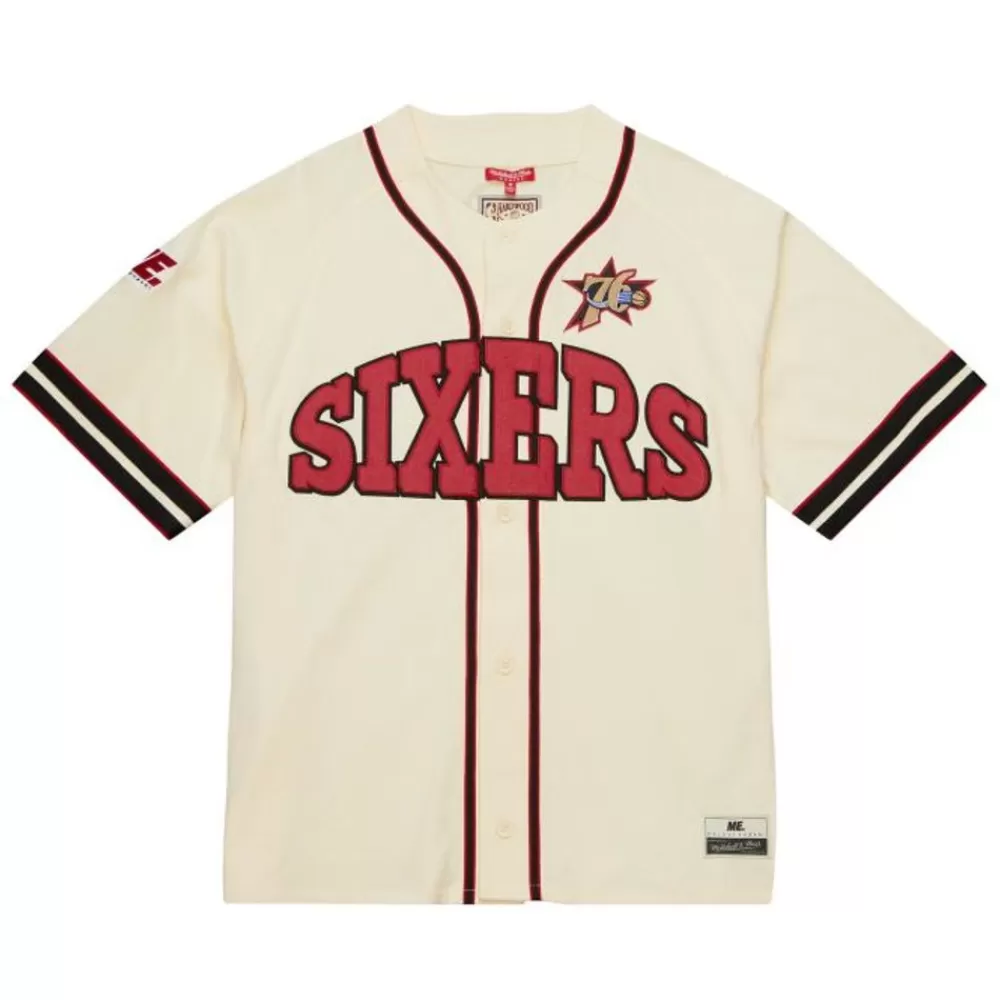 Apparel Mitchell & Ness T-Shirts & Tops-M&N X Melody Ehsani Baseball Jersey Philadelphia 76Ers