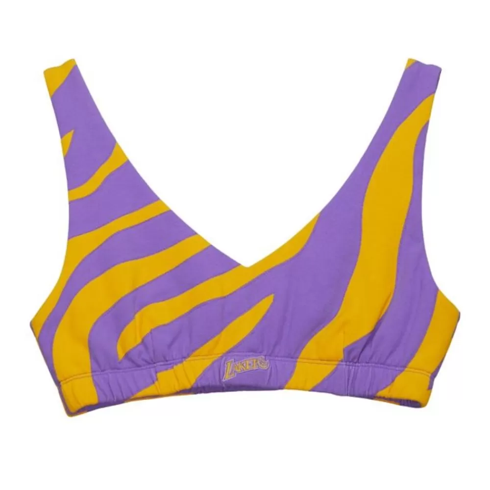 Apparel Mitchell & Ness T-Shirts & Tops-M&N X Melody Ehsani Puffer Bralette Los Angeles Lakers