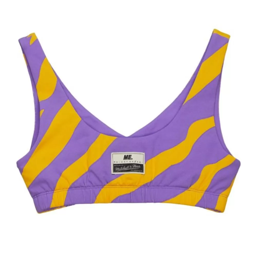 Apparel Mitchell & Ness T-Shirts & Tops-M&N X Melody Ehsani Puffer Bralette Los Angeles Lakers
