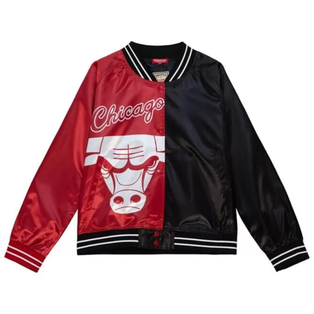 Apparel Mitchell & Ness Jackets & Outerwear-Womens Big Face Satin Jacket 5.0 Chicago Bulls