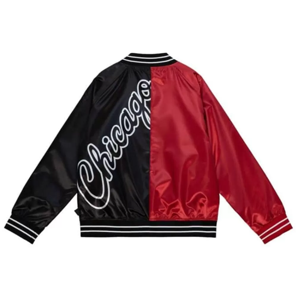 Apparel Mitchell & Ness Jackets & Outerwear-Womens Big Face Satin Jacket 5.0 Chicago Bulls