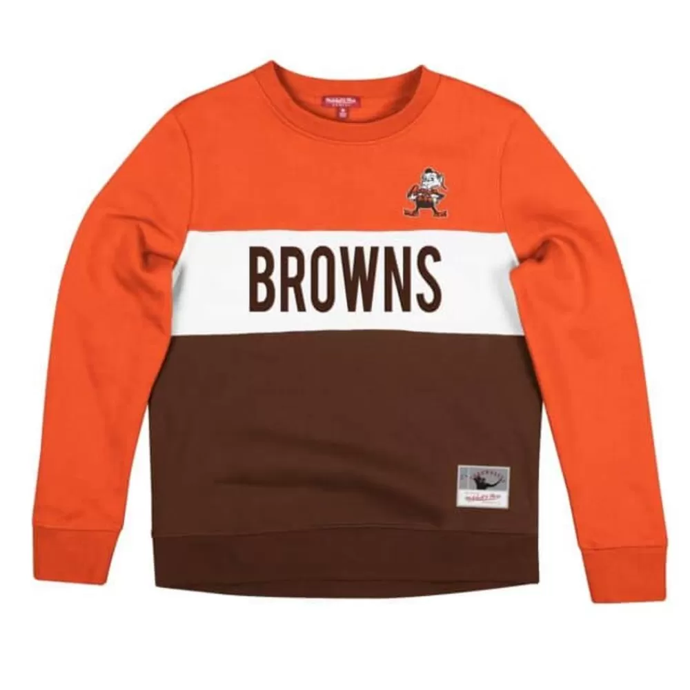 Apparel Mitchell & Ness Hoodies & Sweatshirts-Women'S Color Block Crew 2.0 Cleveland Browns