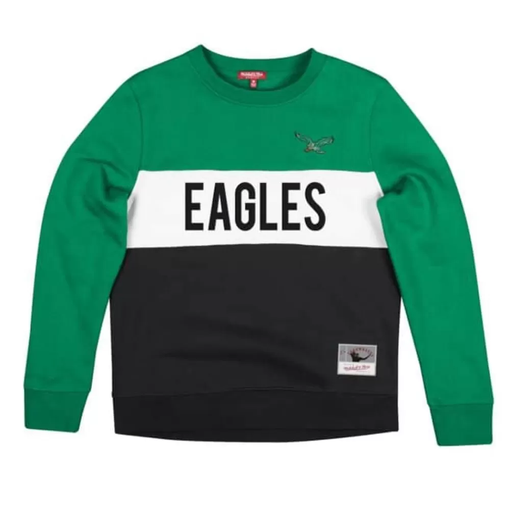 Apparel Mitchell & Ness Hoodies & Sweatshirts-Women'S Color Block Crew 2.0 Philadelphia Eagles