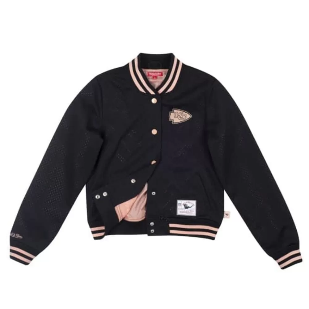 Apparel Mitchell & Ness Jackets & Outerwear-Womens Frontline Mesh Button Up Jacket Kansas City Chiefs