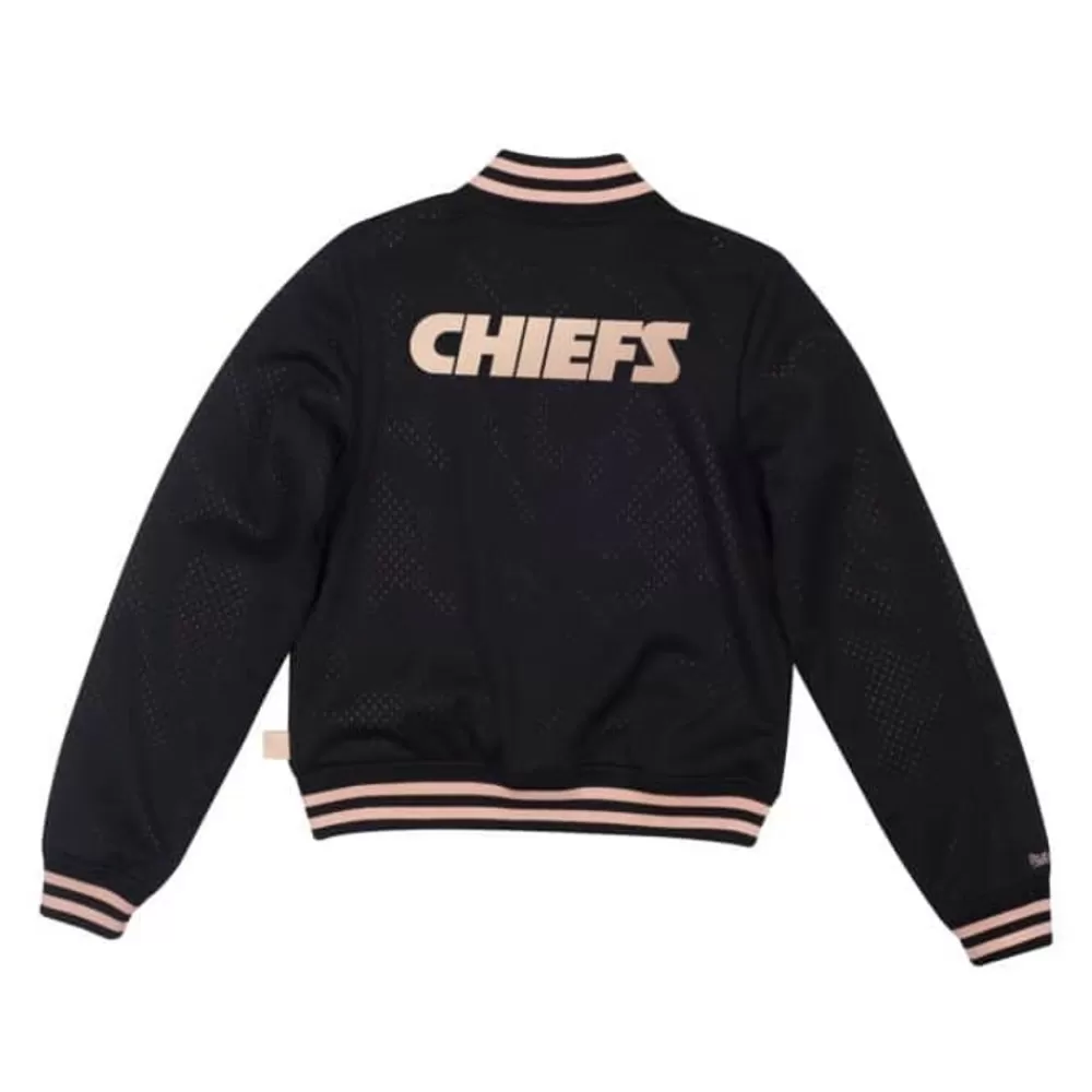 Apparel Mitchell & Ness Jackets & Outerwear-Womens Frontline Mesh Button Up Jacket Kansas City Chiefs