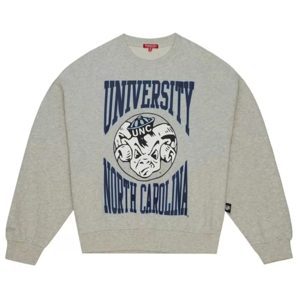 Apparel Mitchell & Ness Hoodies & Sweatshirts-Women'S Logo Lightweight Crew 3.0 University Of North Carolina