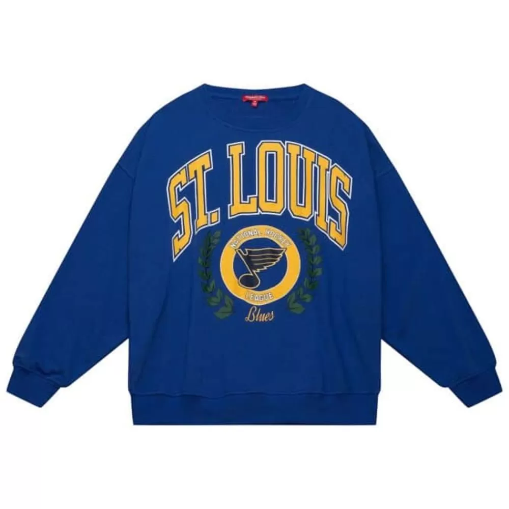 Apparel Mitchell & Ness Hoodies & Sweatshirts-Womens Logo Lt Crew 2.0 St. Louis Blues