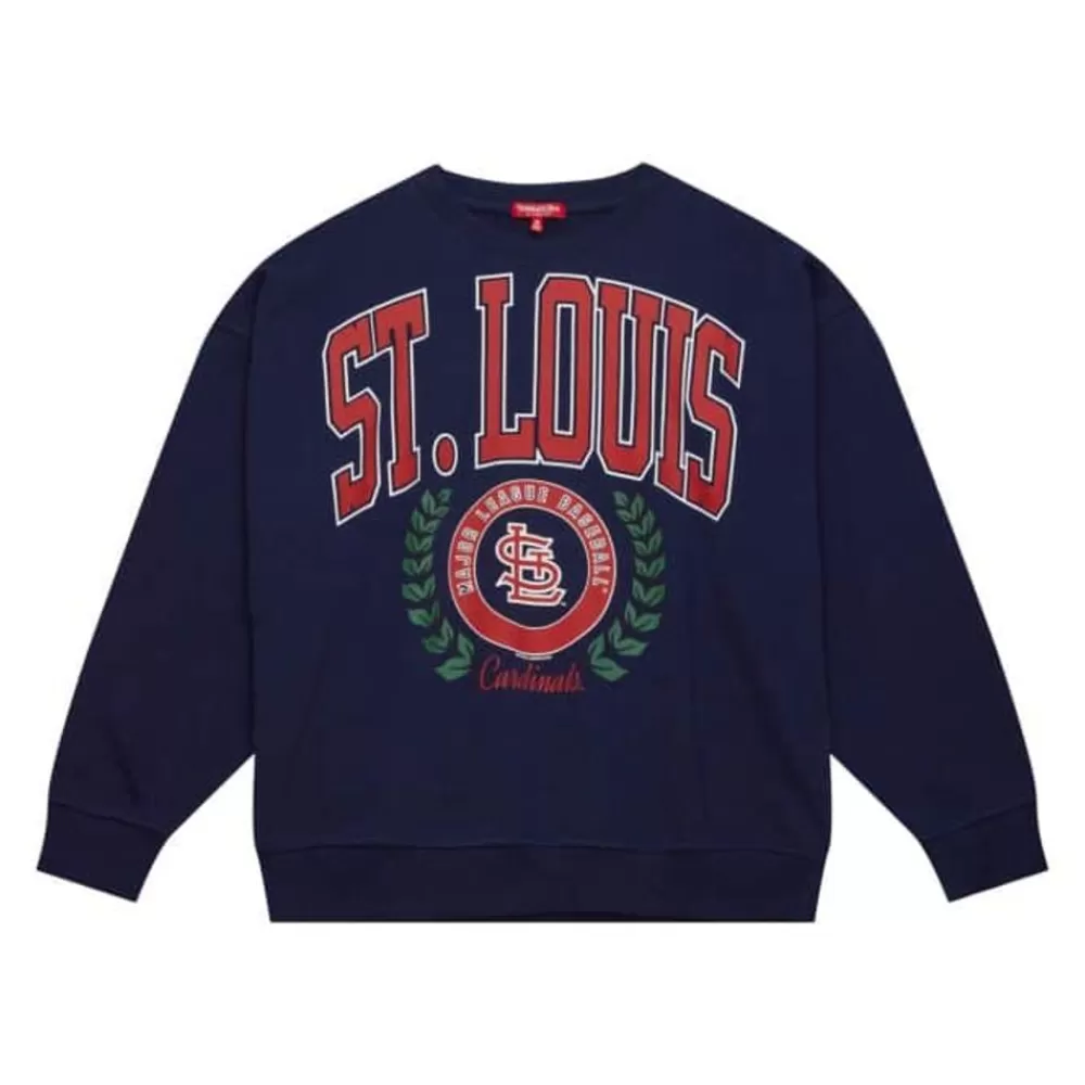 Apparel Mitchell & Ness Hoodies & Sweatshirts-Womens Logo Lt Crew 2.0 St. Louis Cardinals