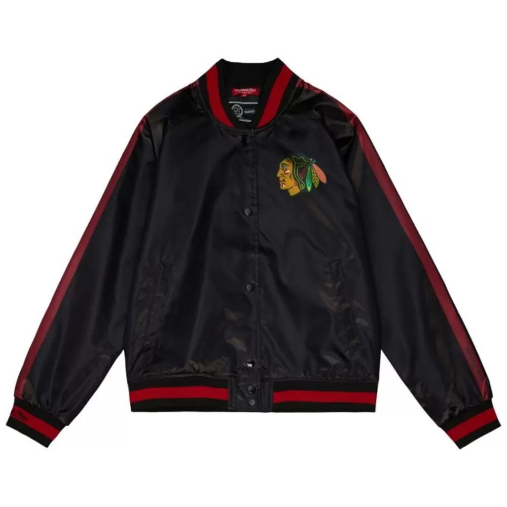 Apparel Mitchell & Ness Jackets & Outerwear-Women'S Raglan Satin Jacket Chicago Blackhawks