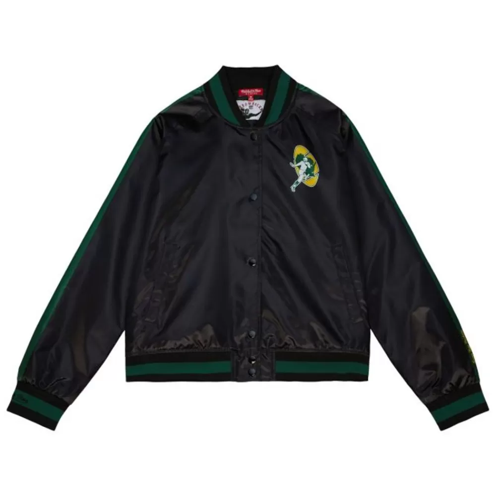 Apparel Mitchell & Ness Jackets & Outerwear-Women'S Raglan Satin Jacket Green Bay Packers