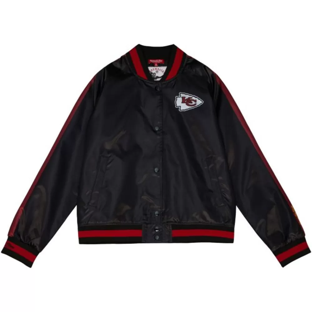 Apparel Mitchell & Ness Jackets & Outerwear-Women'S Raglan Satin Jacket Kansas City Chiefs