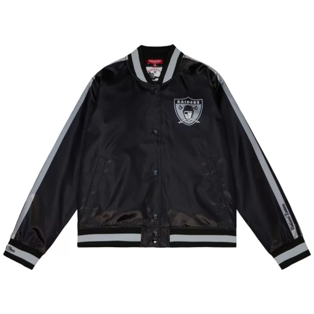 Apparel Mitchell & Ness Jackets & Outerwear-Women'S Raglan Satin Jacket Oakland Raiders