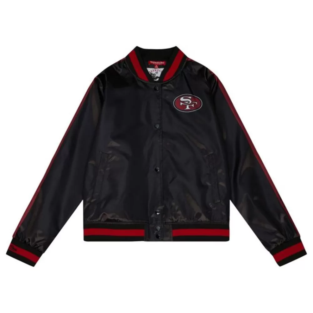Apparel Mitchell & Ness Jackets & Outerwear-Women'S Raglan Satin Jacket San Francisco 49Ers