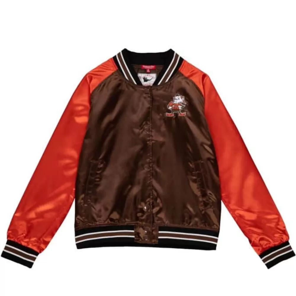 Apparel Mitchell & Ness Jackets & Outerwear-Women'S Satin Jacket 2.0 Cleveland Browns