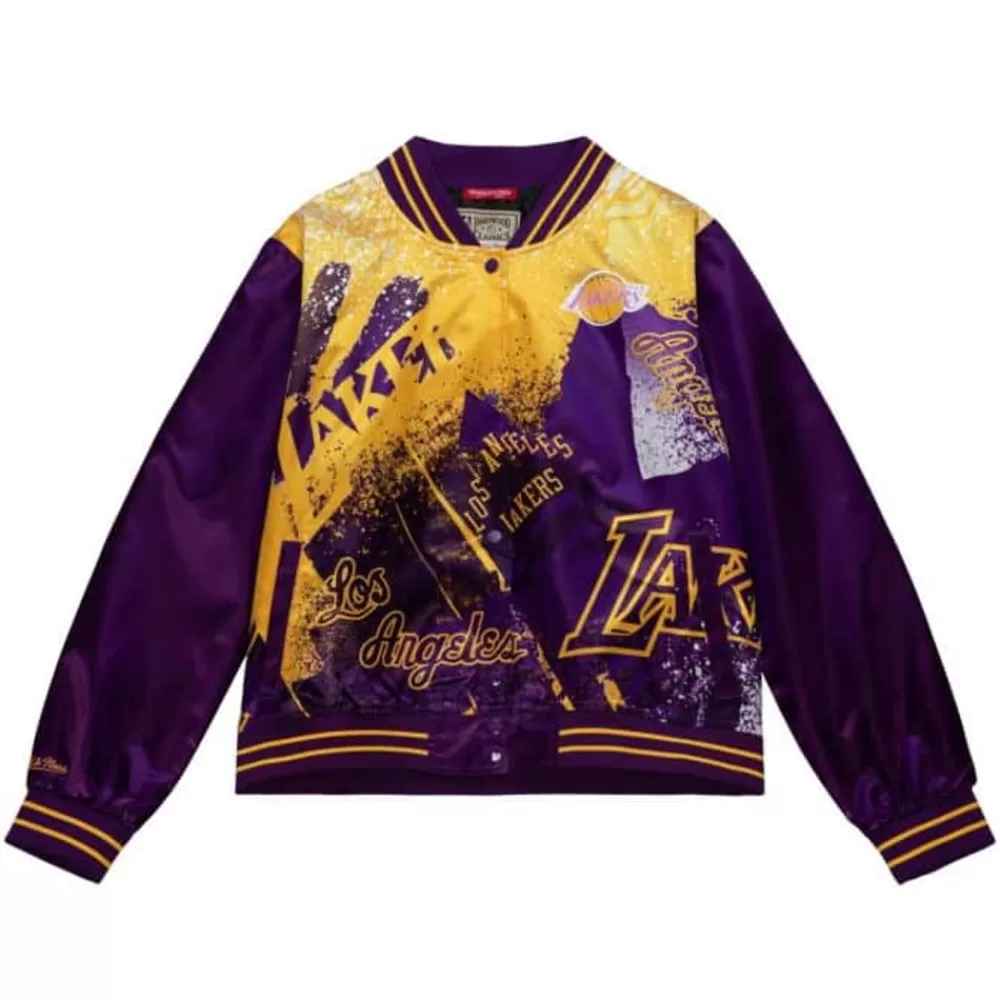 Apparel Mitchell & Ness Jackets & Outerwear-Womens Satin Jacket 3.0 Los Angeles Lakers