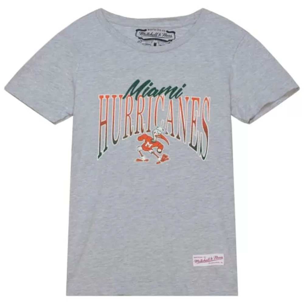 Apparel Mitchell & Ness T-Shirts & Tops-Women'S Script Arc Tee University Of Miami
